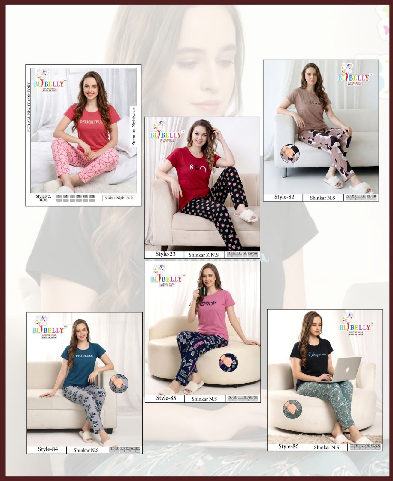 Vol 728 Belly Sinker Pyjama Night Suits Wholesaler India