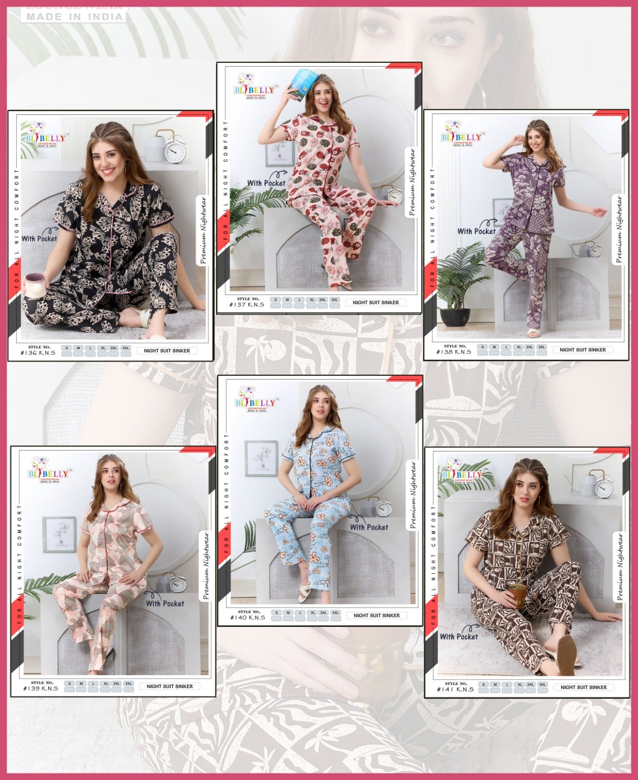 Vol 729 Belly Sinker Collar Night Suits Manufacturer