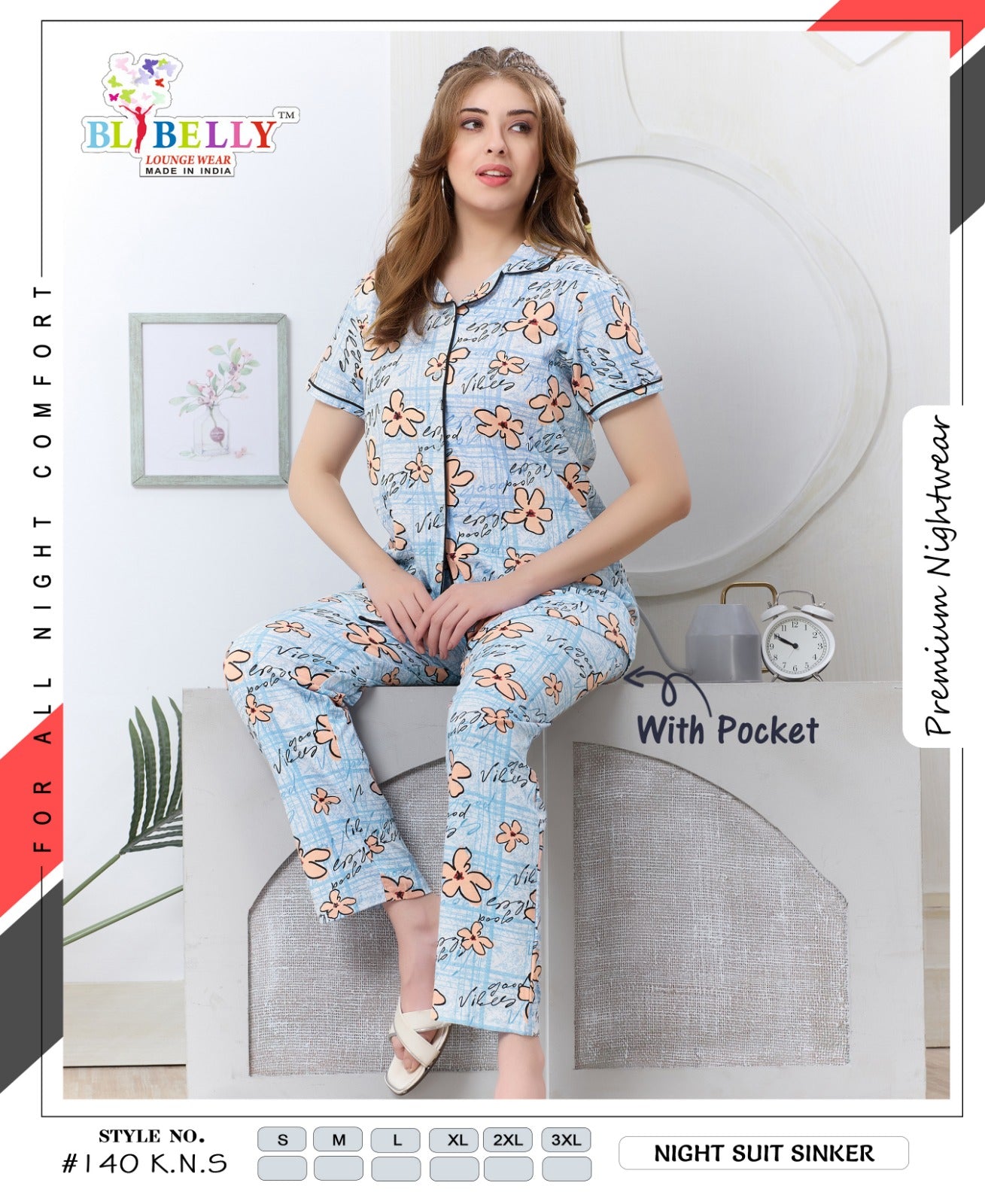 Vol 729 Belly Sinker Collar Night Suits Manufacturer