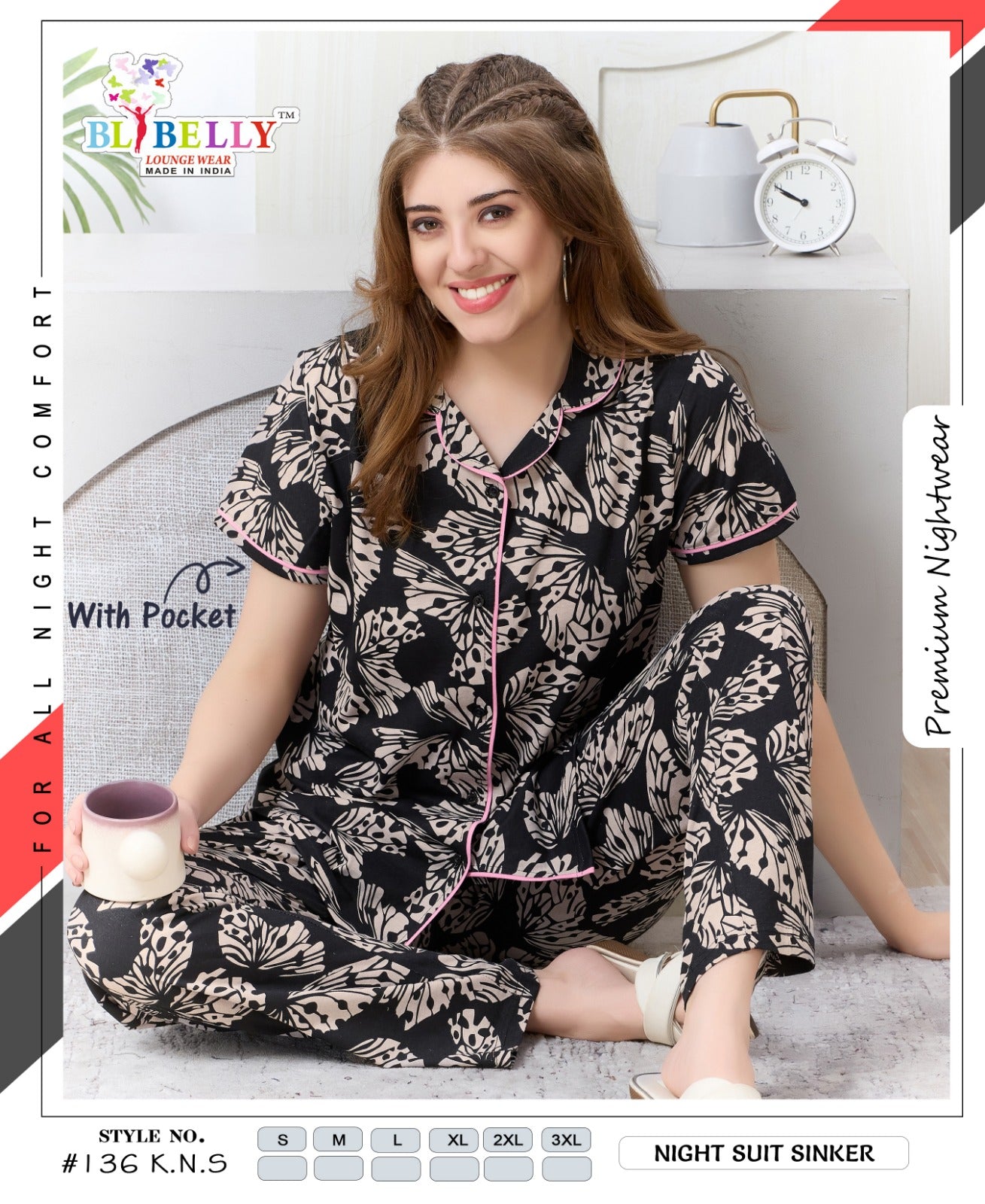 Vol 729 Belly Sinker Collar Night Suits Manufacturer