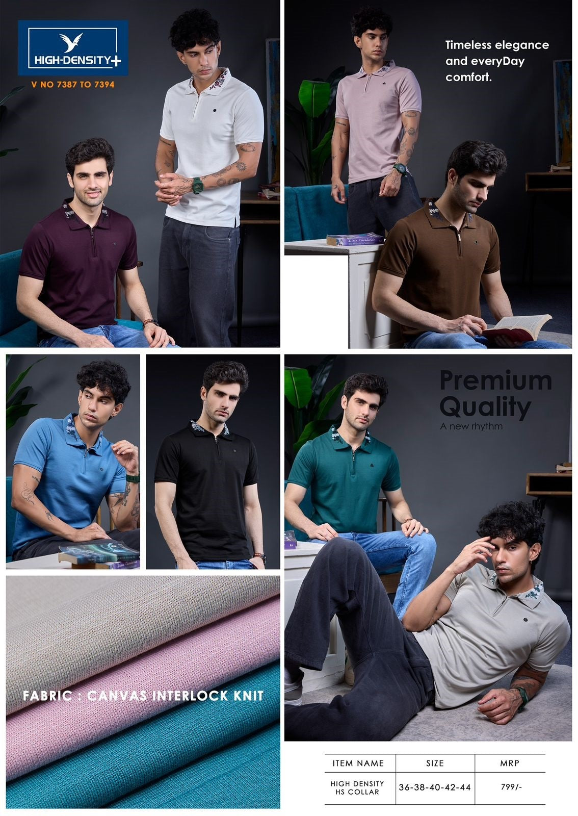 Vol 7387 To 7394 High Density Canvas Interlock Mens Tshirts Wholesaler India