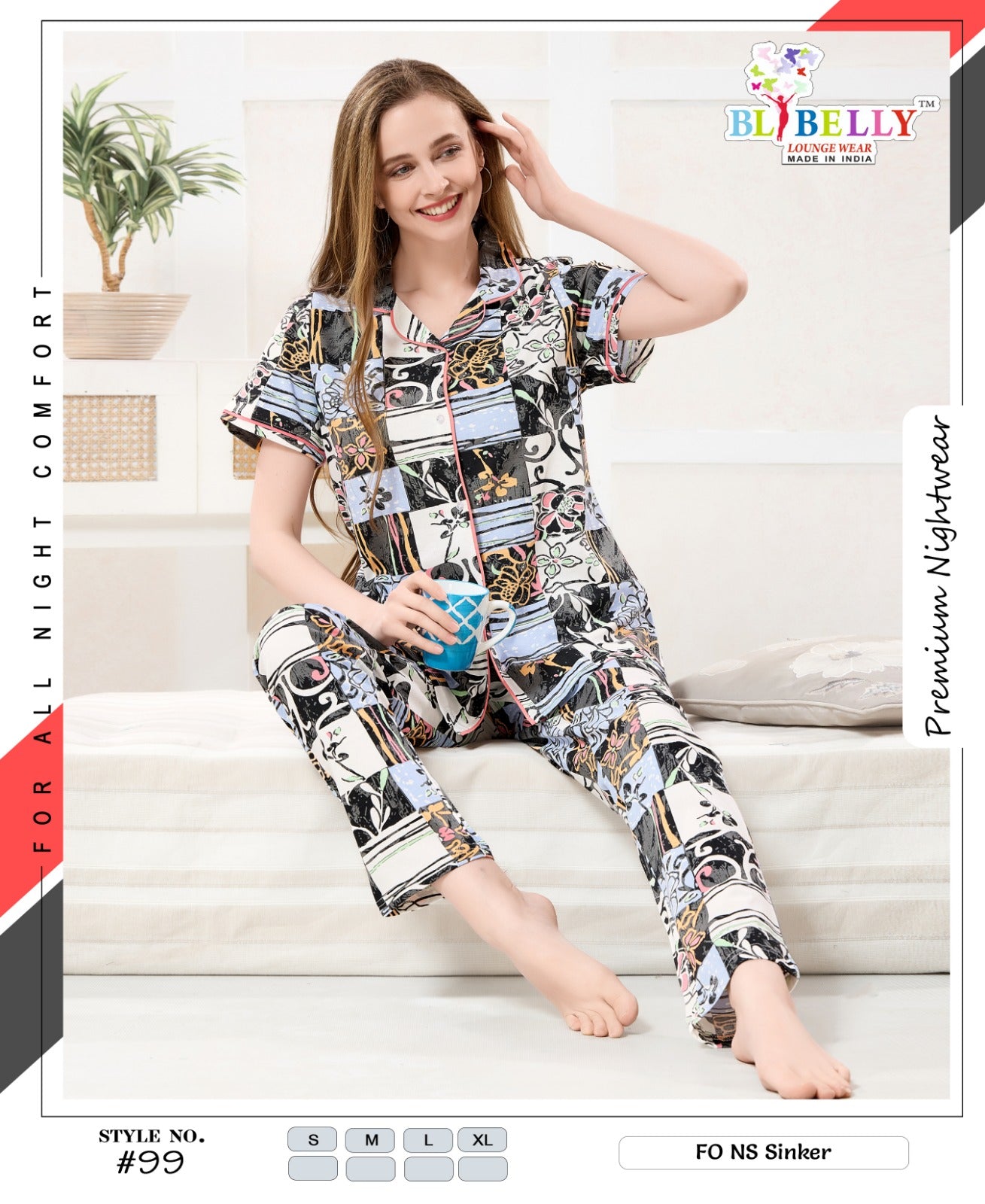 Vol 745 Belly Sinker Collar Night Suits Manufacturer Ahmedabad