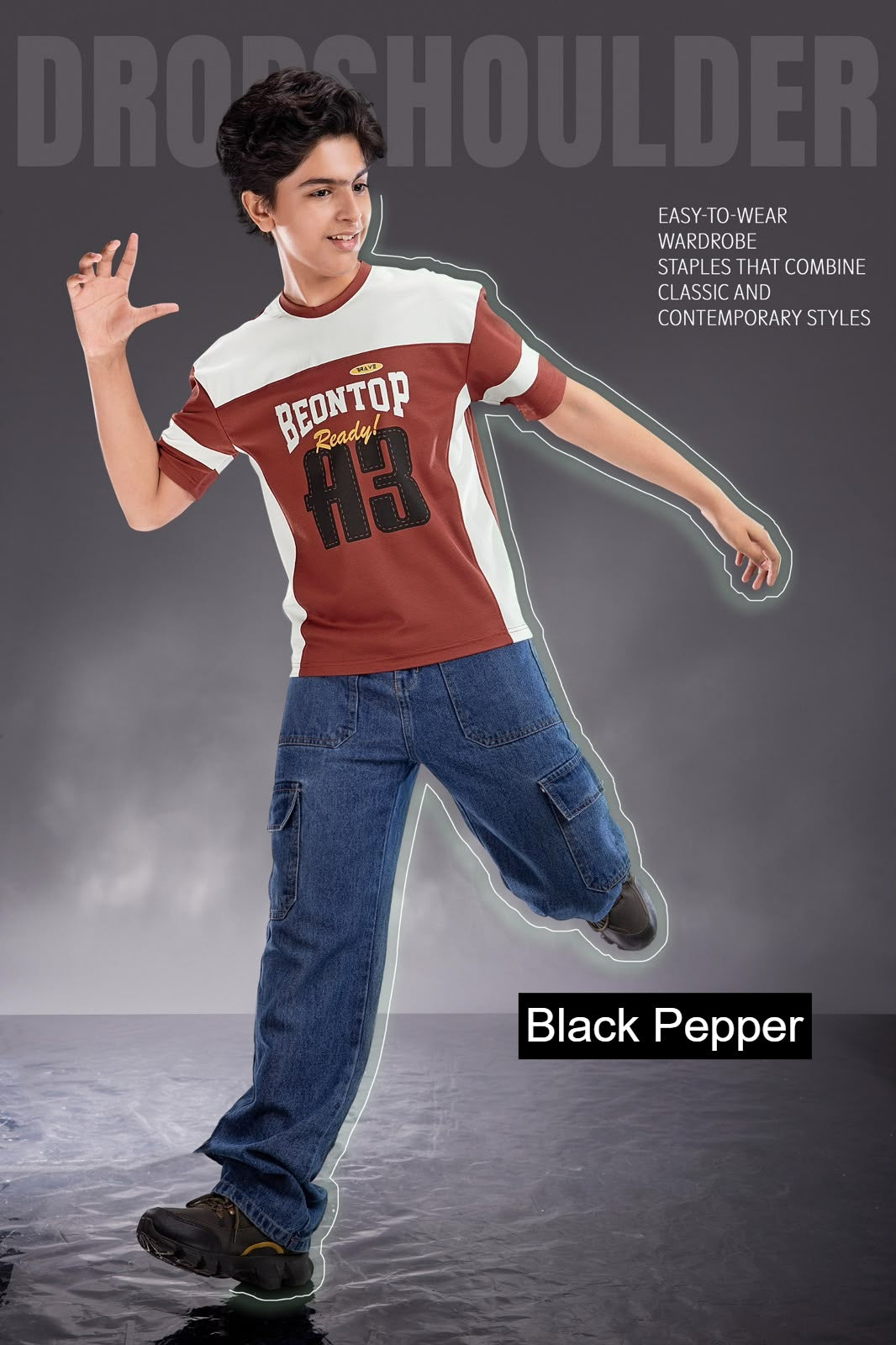 Vol 758 To 765 Oversized Black Pepper Interlock Boys Tshirt Manufacturer India
