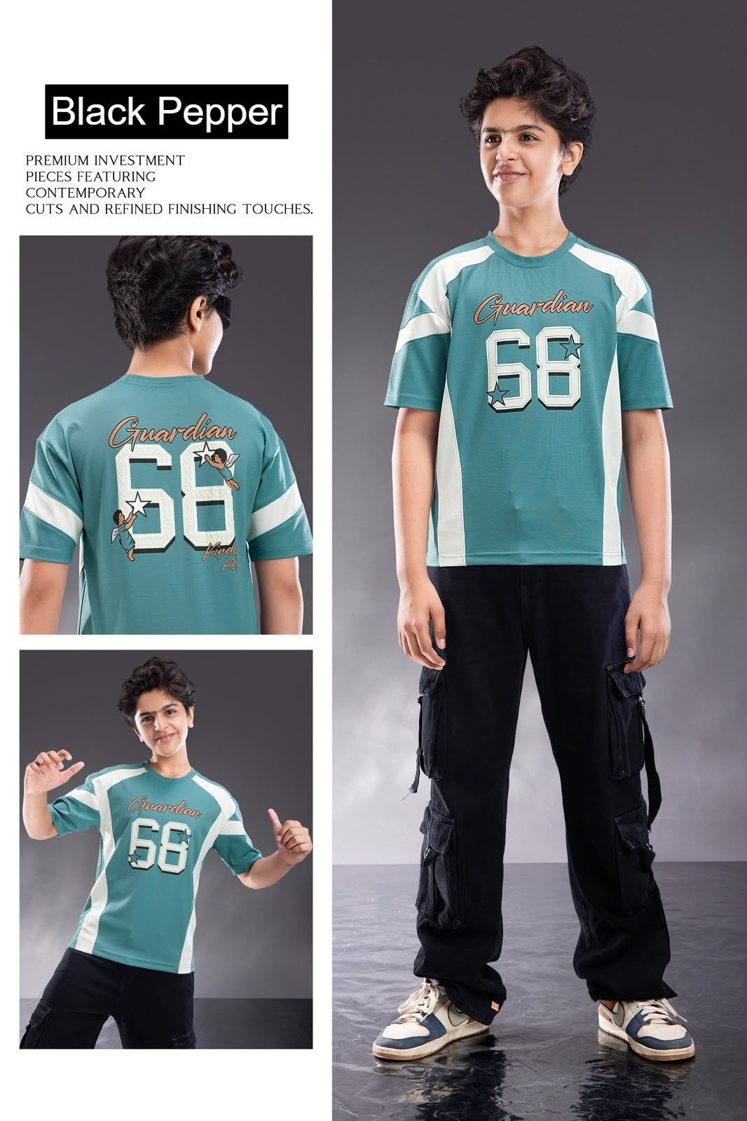 Vol 758 To 765 Oversized Black Pepper Interlock Boys Tshirt Manufacturer India