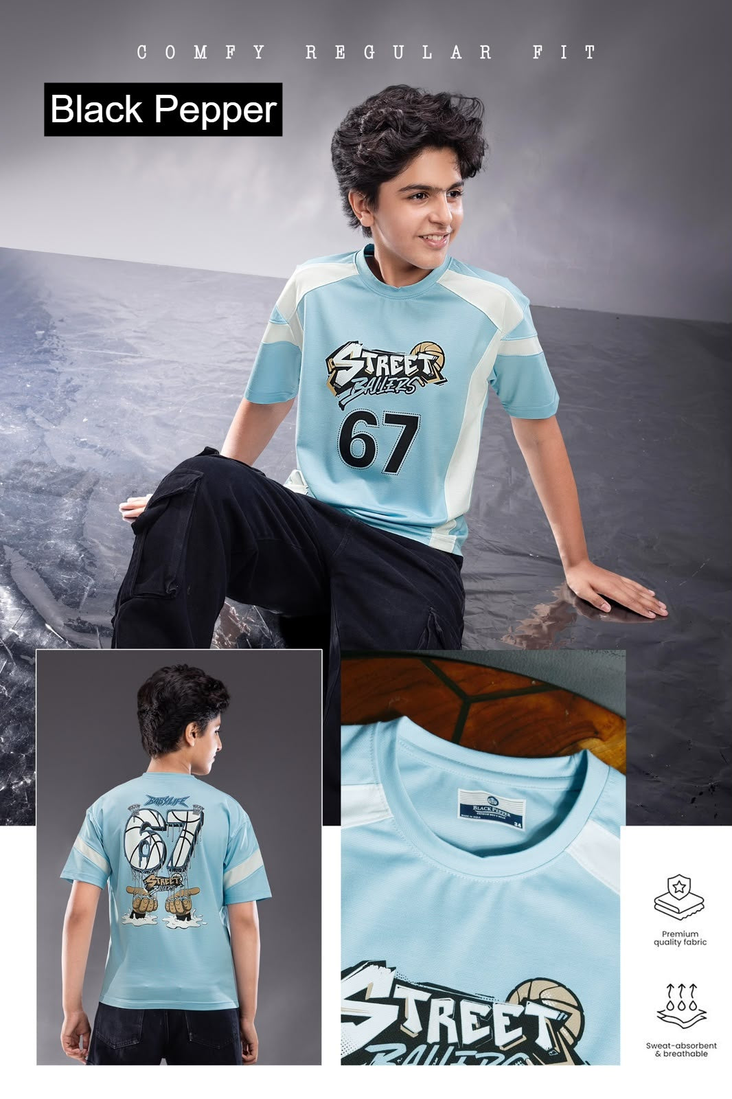 Vol 758 To 765 Oversized Black Pepper Interlock Boys Tshirt Manufacturer India