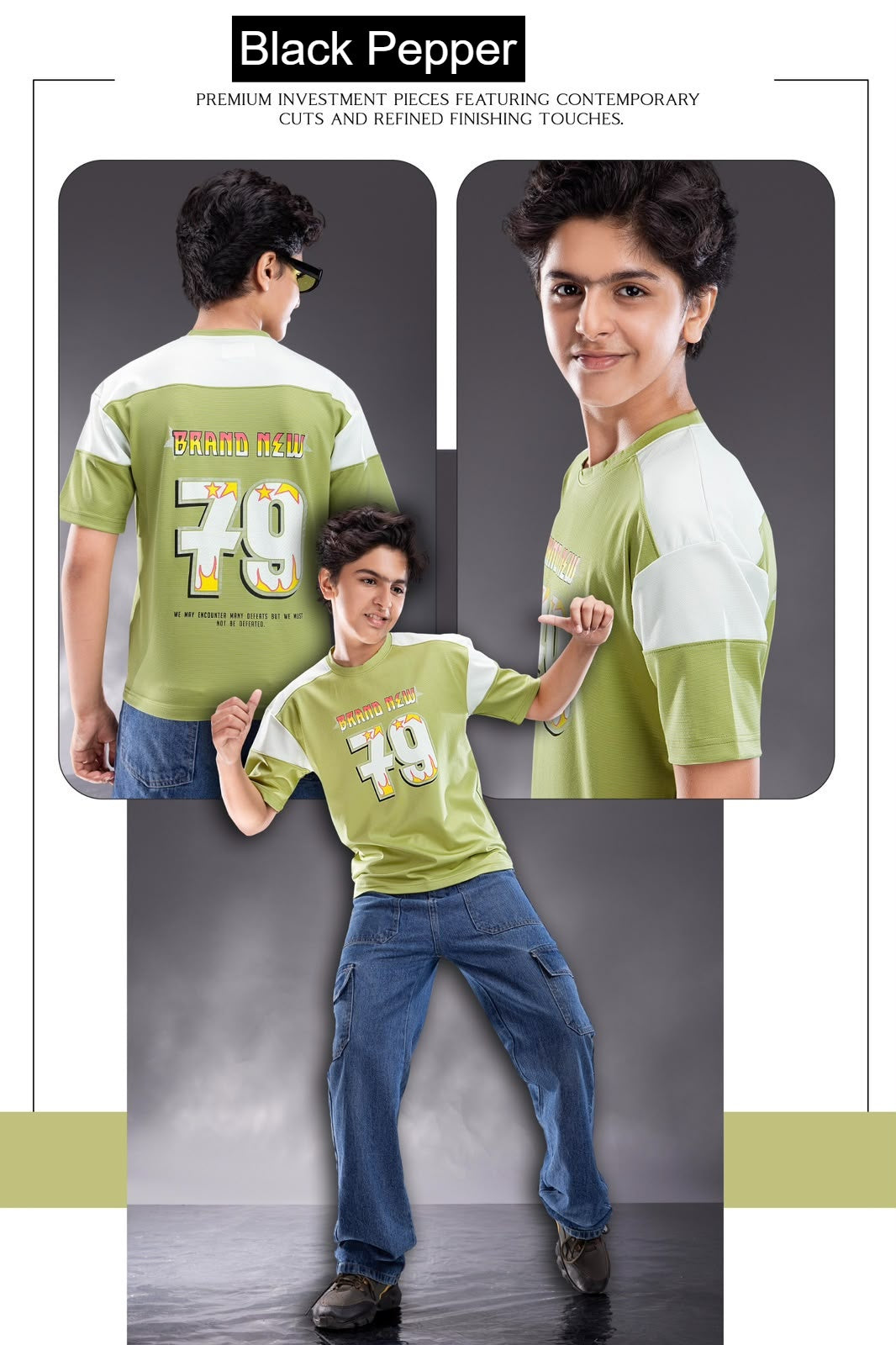 Vol 758 To 765 Oversized Black Pepper Interlock Boys Tshirt Manufacturer India