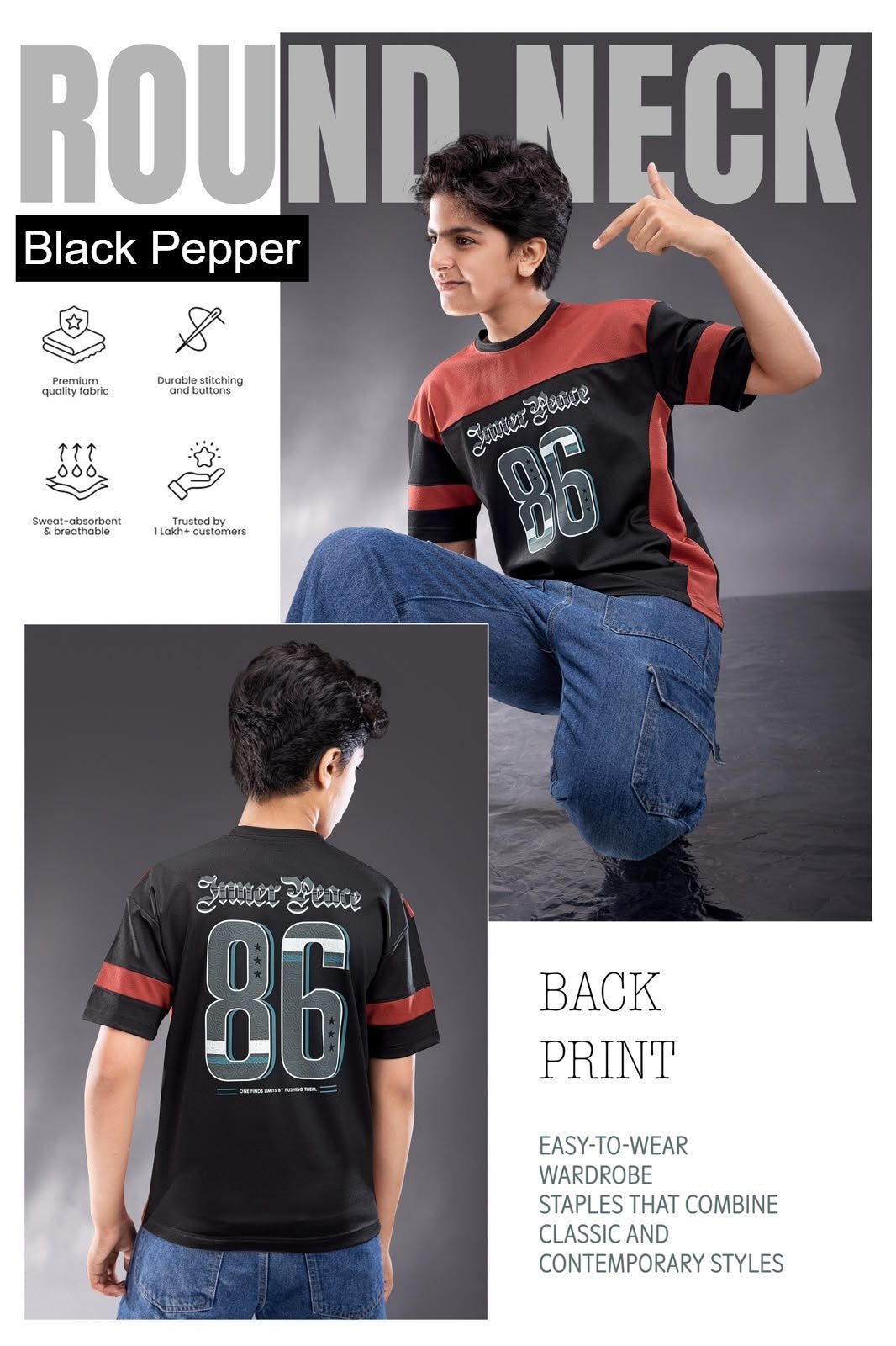 Vol 758 To 765 Oversized Black Pepper Interlock Boys Tshirt Manufacturer India