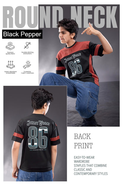 Vol 758 To 765 Oversized Black Pepper Interlock Boys Tshirt Manufacturer India