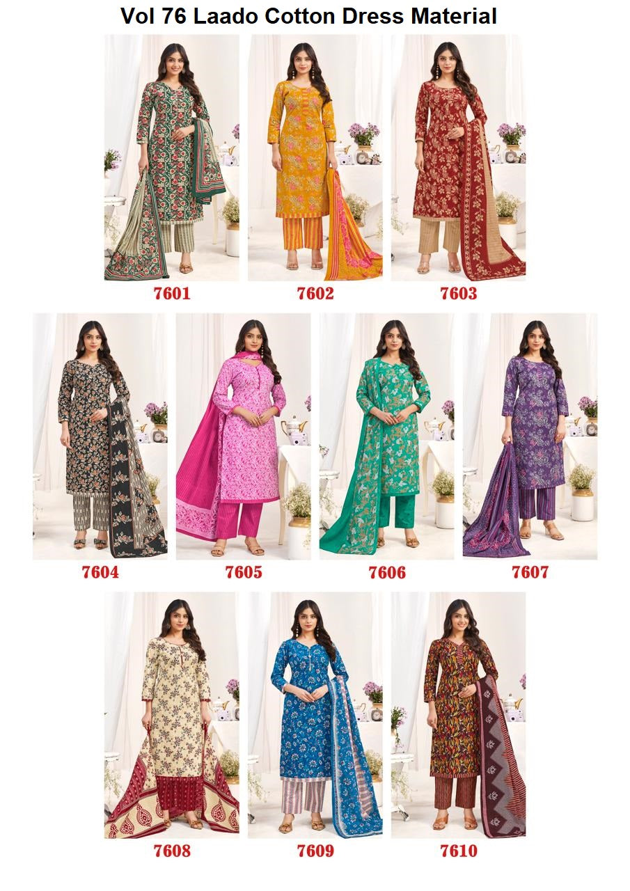 Vol 76 Laado Cotton Dress Material Wholesale