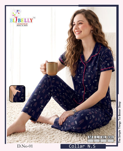 Vol 779 Belly Sinker Collar Night Suits Supplier India