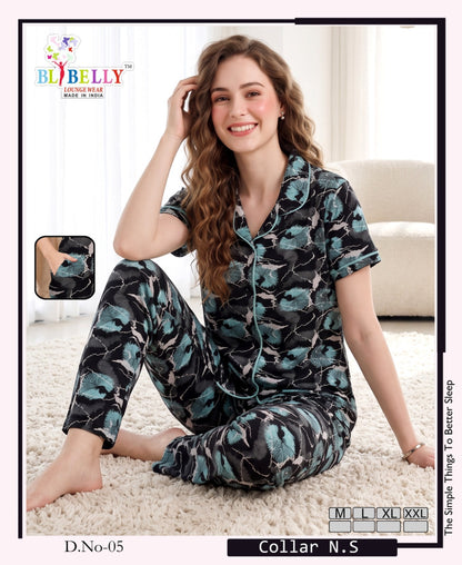 Vol 779 Belly Sinker Collar Night Suits Supplier India