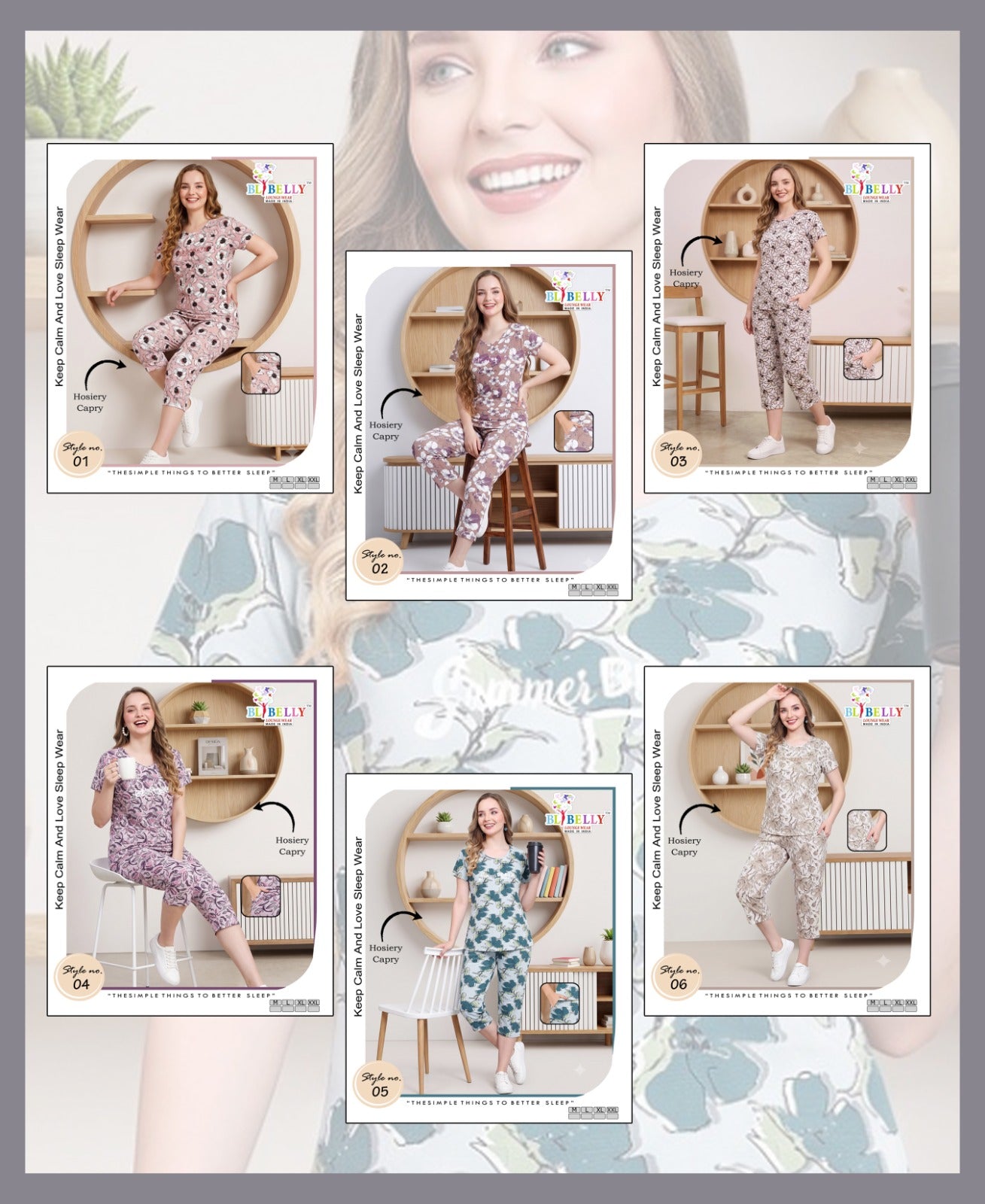 Vol 780 Belly Hosiery Capri Night Suits Wholesale Price