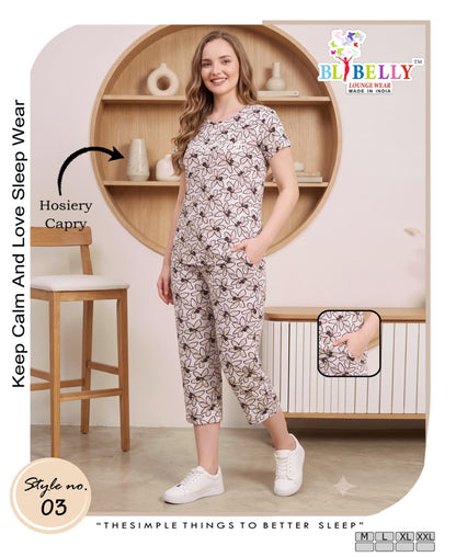 Vol 780 Belly Hosiery Capri Night Suits Wholesale Price