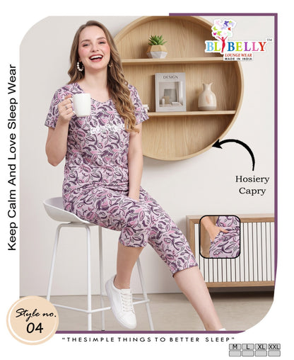 Vol 780 Belly Hosiery Capri Night Suits Wholesale Price