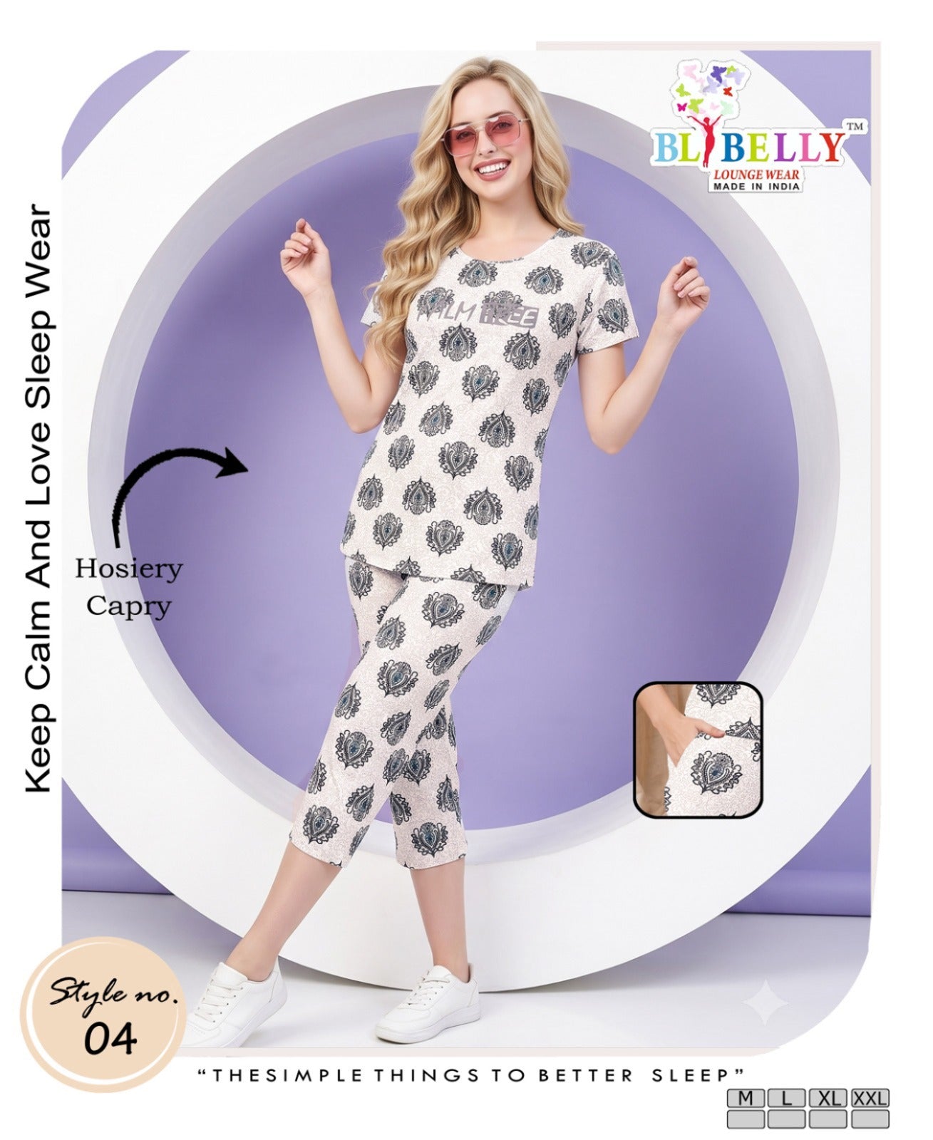 Vol 781 Belly Hosiery Capri Night Suits Wholesaler Ahmedabad