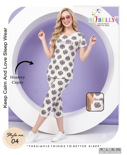 Vol 781 Belly Hosiery Capri Night Suits Wholesaler Ahmedabad
