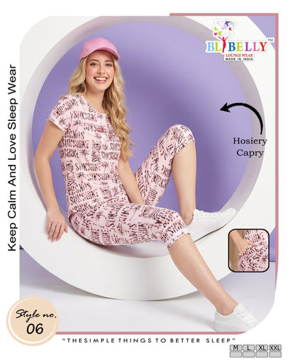 Vol 781 Belly Hosiery Capri Night Suits Wholesaler Ahmedabad