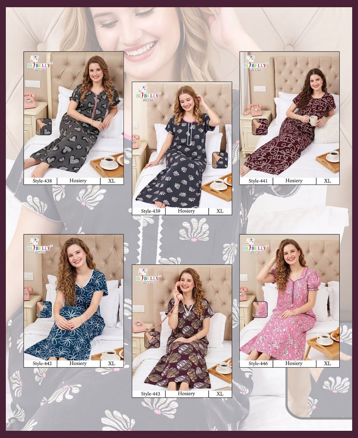 Vol 787 Hosiery Belly Sinker Night Gowns Exporter India