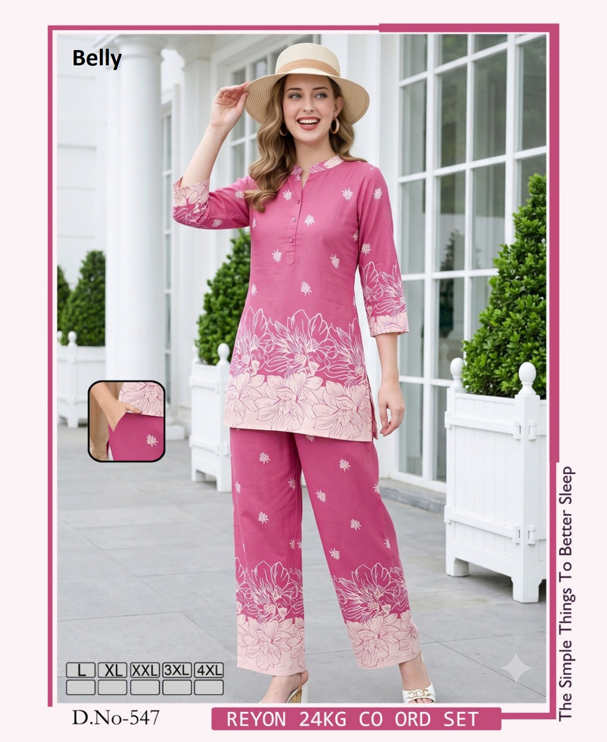 Vol 788 Border Print Belly Rayon 24Kg Co Ord Set Supplier India