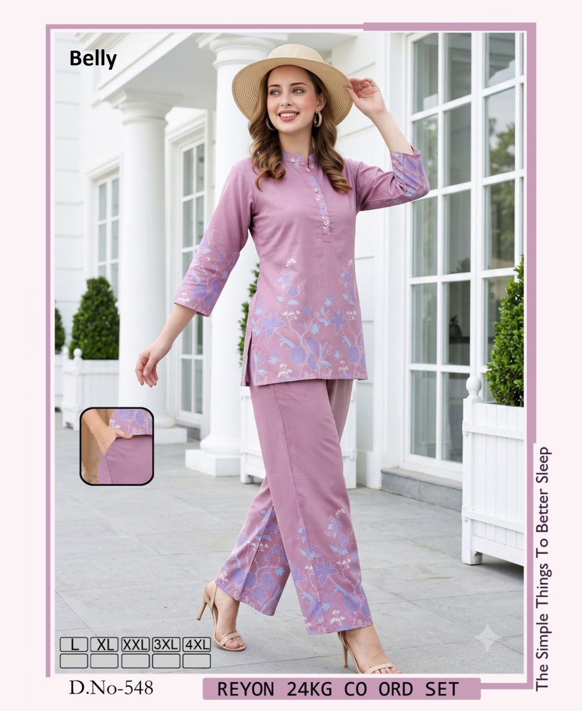 Vol 788 Border Print Belly Rayon 24Kg Co Ord Set Supplier India