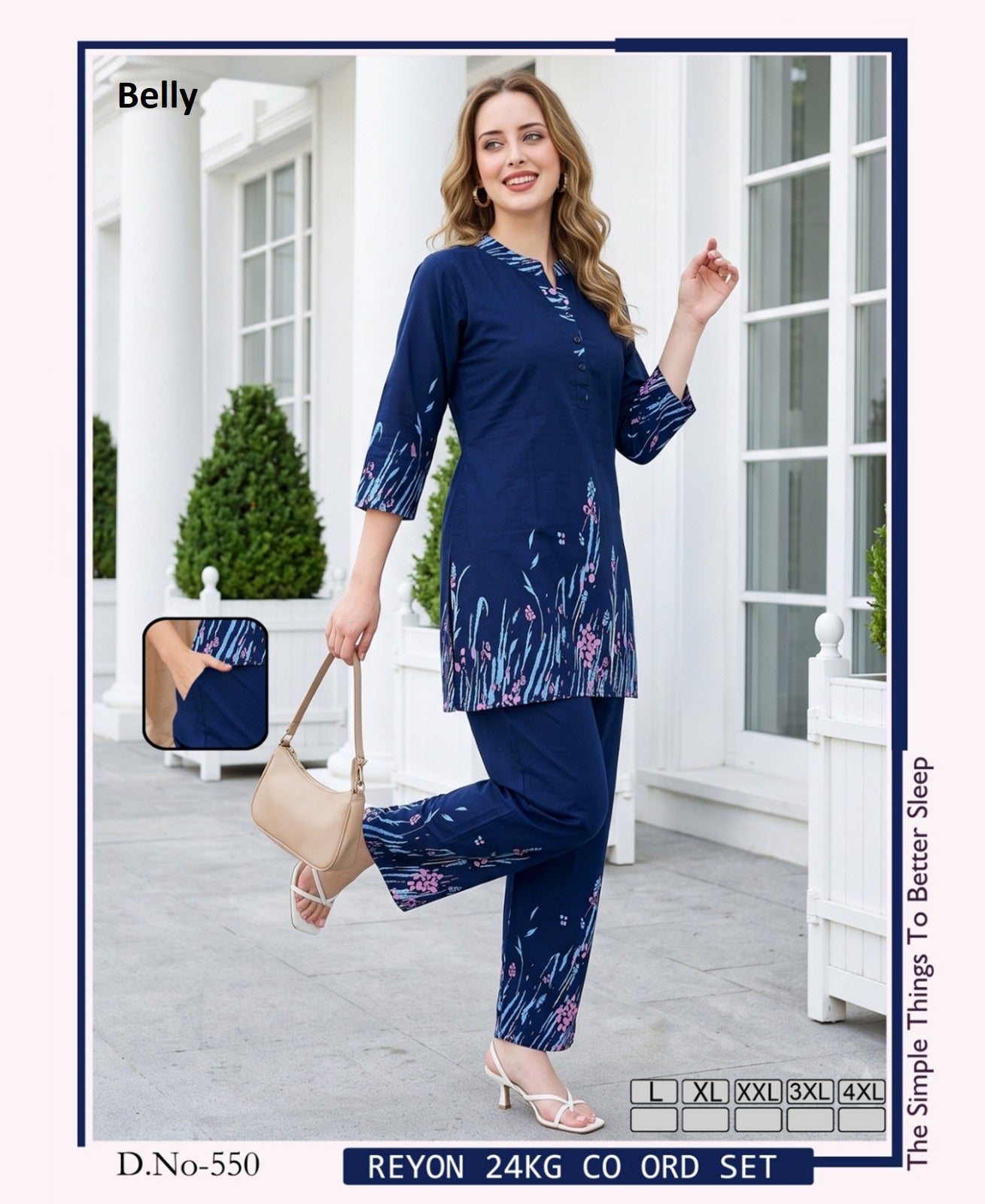 Vol 788 Border Print Belly Rayon 24Kg Co Ord Set Supplier India