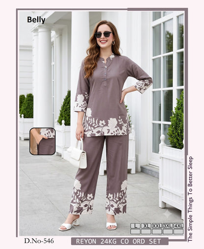 Vol 788 Border Print Belly Rayon 24Kg Co Ord Set Supplier India