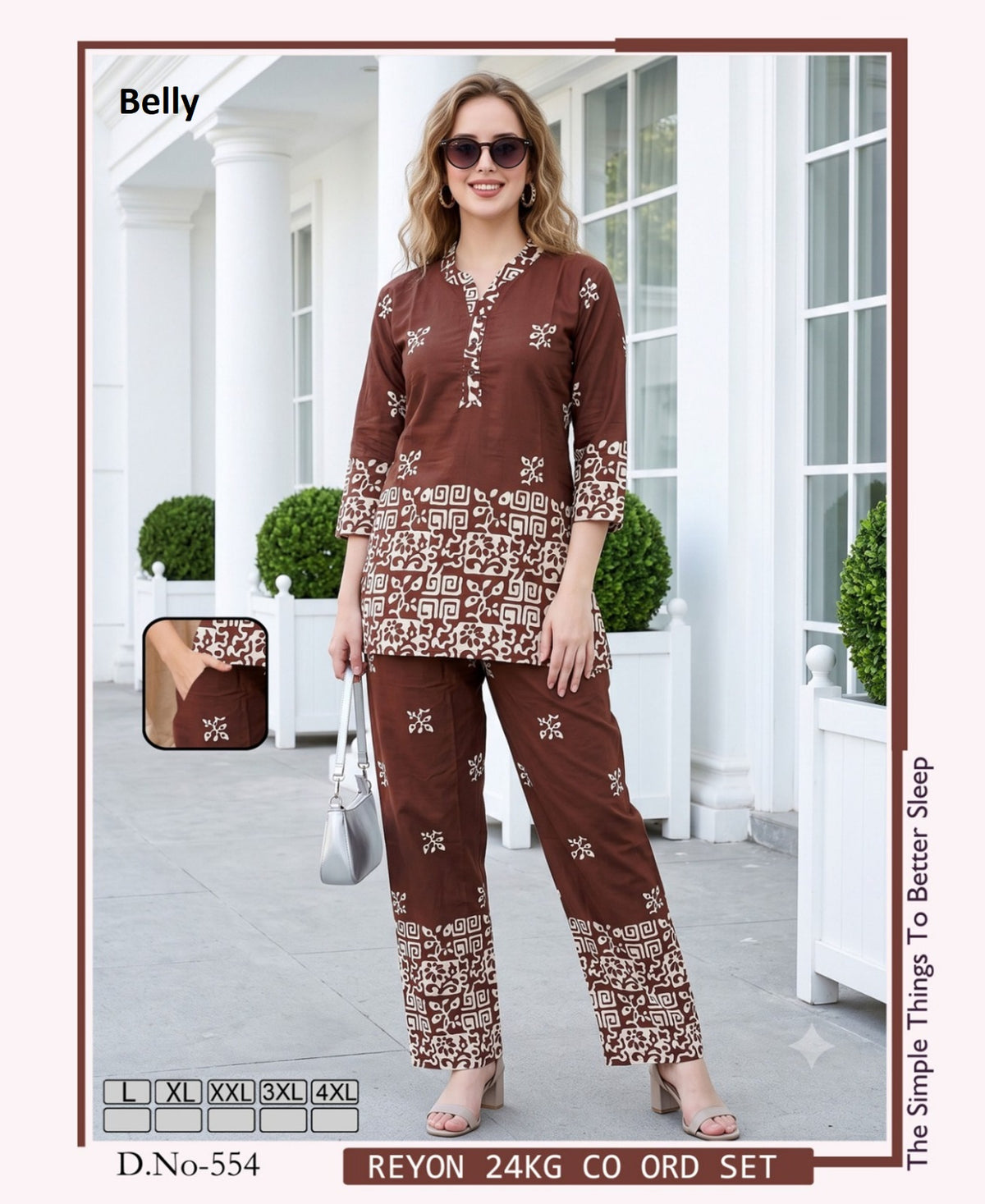 Vol 788 Border Print Belly Rayon 24Kg Co Ord Set Supplier India