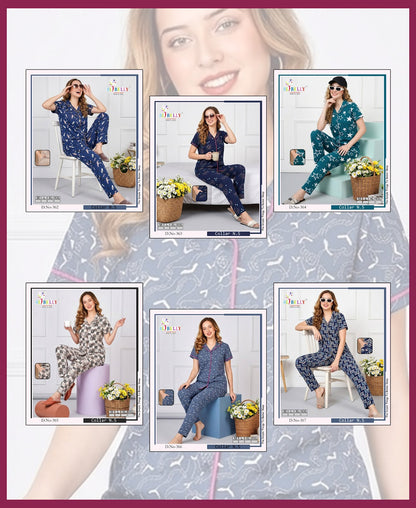Vol 792 Print To Print Belly Sinker Collar Night Suits Manufacturer India