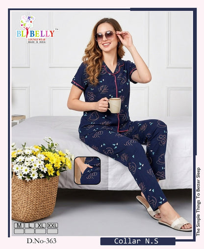 Vol 792 Print To Print Belly Sinker Collar Night Suits Manufacturer India
