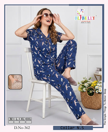 Vol 792 Print To Print Belly Sinker Collar Night Suits Manufacturer India