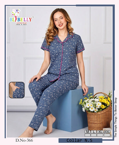 Vol 792 Print To Print Belly Sinker Collar Night Suits Manufacturer India