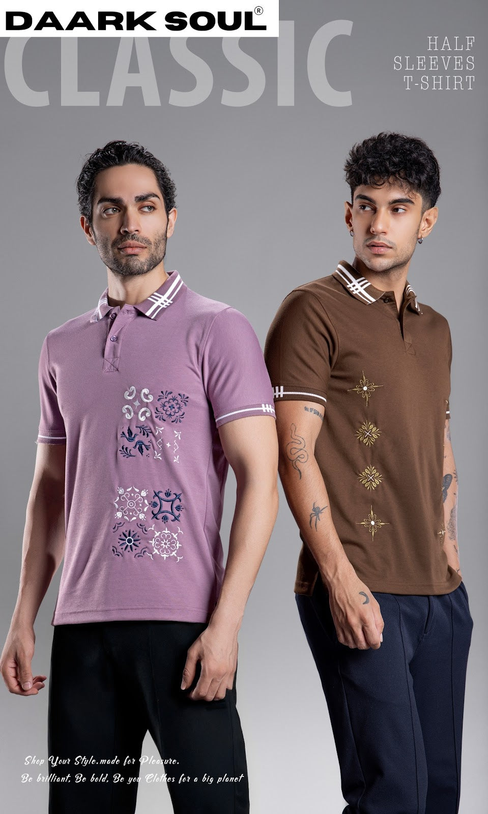 Vol 79 Collar Style Daark Soul Interlock Mens Tshirts Exporter India