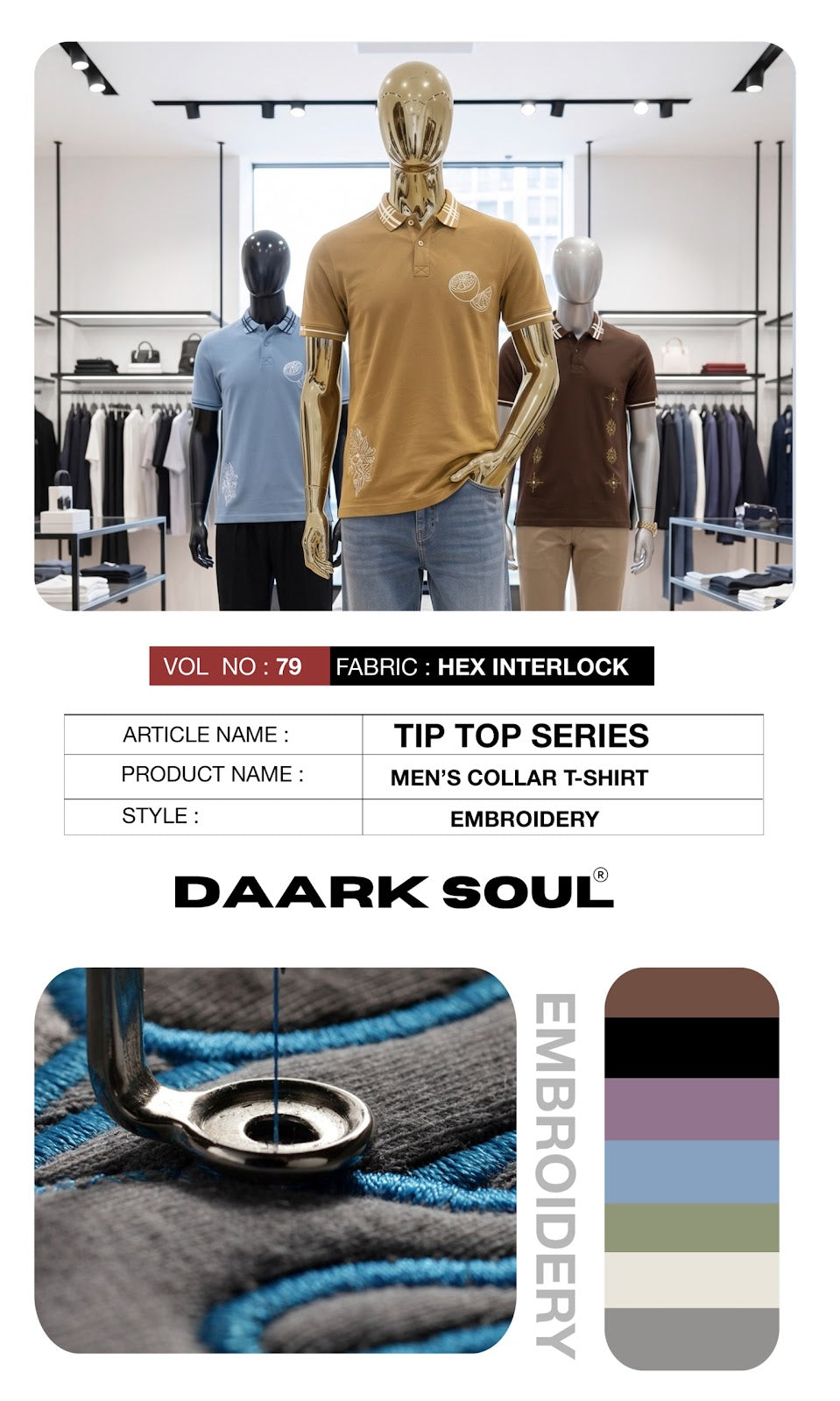 Vol 79 Collar Style Daark Soul Interlock Mens Tshirts Exporter India