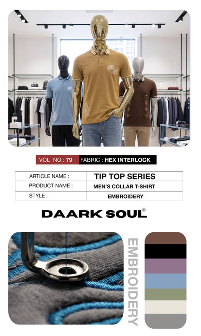 Vol 79 Collar Style Daark Soul Interlock Mens Tshirts Exporter India