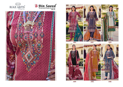 Vol 7 Bin Saeed Riaz Art Pure Cotton Karachi Salwar Suits Supplier Ahmedabad
