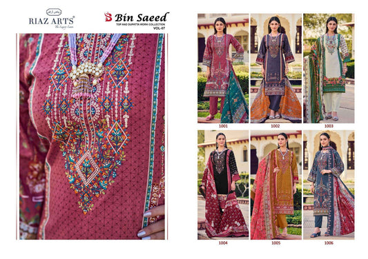 Vol 7 Bin Saeed Riaz Art Pure Cotton Karachi Salwar Suits Supplier Ahmedabad
