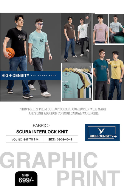 Vol 807 To 814 Sticker Style High Density Lycra Mens Tshirts Wholesale