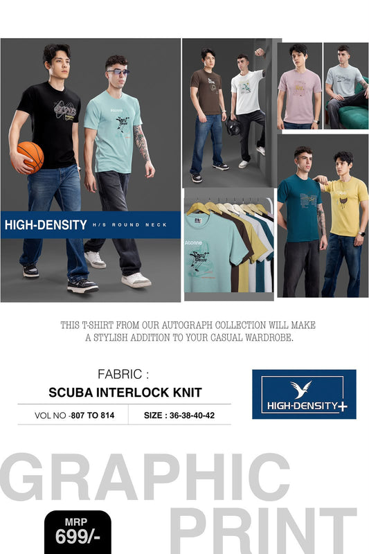 Vol 807 To 814 Sticker Style High Density Lycra Mens Tshirts Wholesale