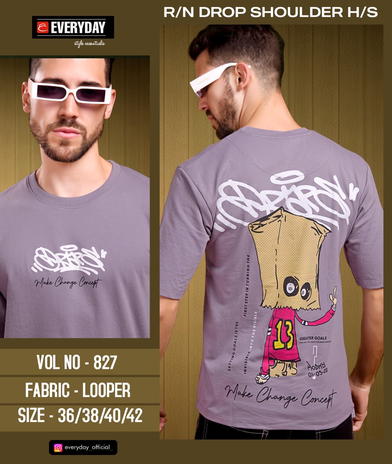 Vol 827 Oversize Everyday Cotton Looper Mens Tshirts Wholesale