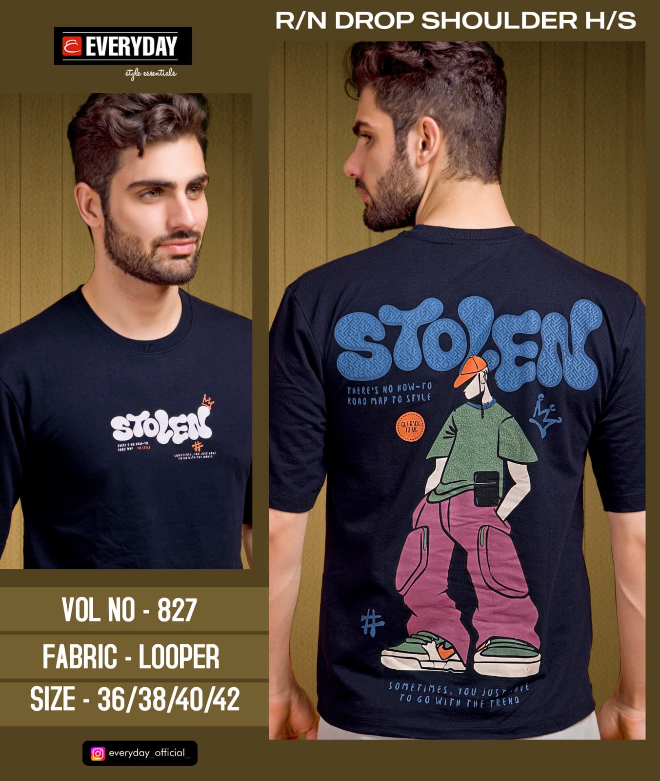 Vol 827 Oversize Everyday Cotton Looper Mens Tshirts Wholesale