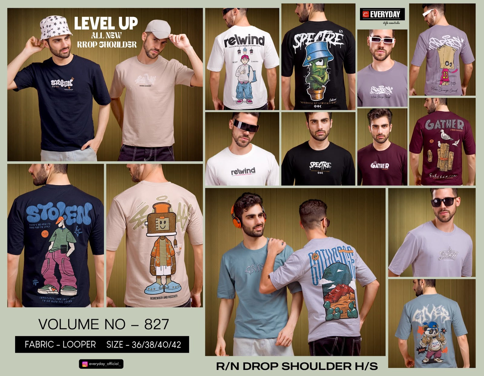 Vol 827 Oversize Everyday Cotton Looper Mens Tshirts Wholesale