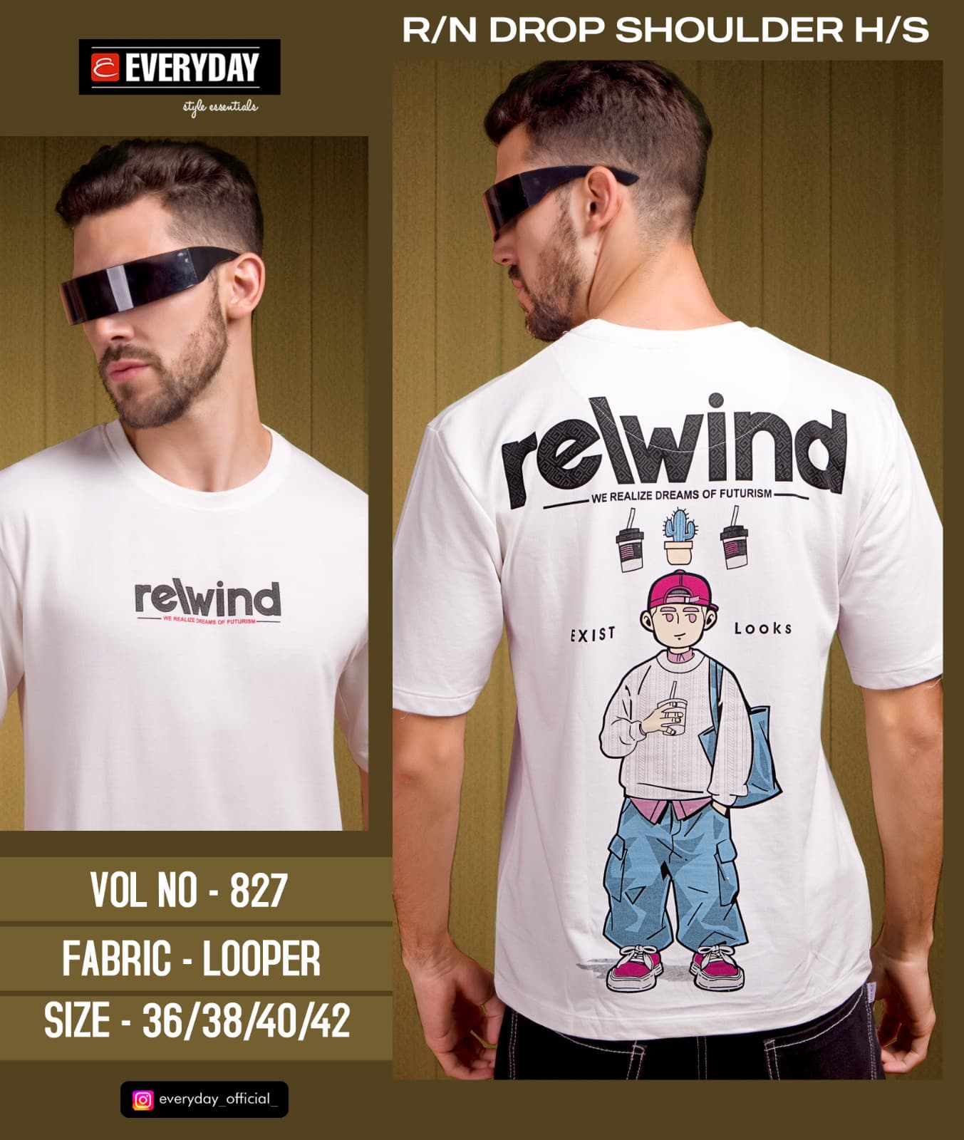 Vol 827 Oversize Everyday Cotton Looper Mens Tshirts Wholesale