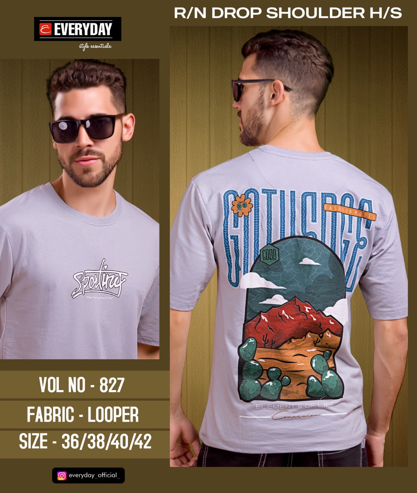 Vol 827 Oversize Everyday Cotton Looper Mens Tshirts Wholesale