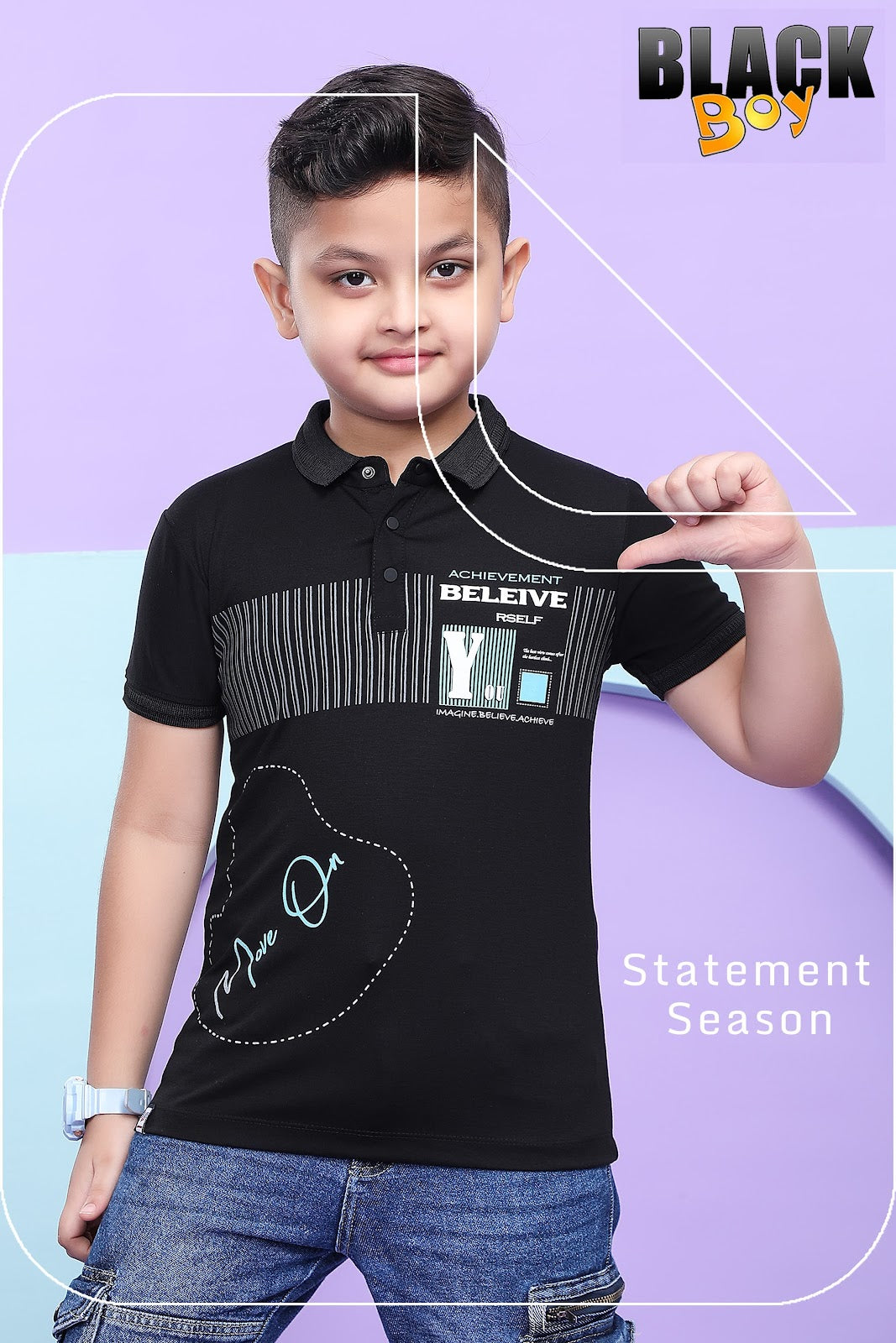 Vol 834 Black Tencil Lycra Boys Tshirt Wholesale