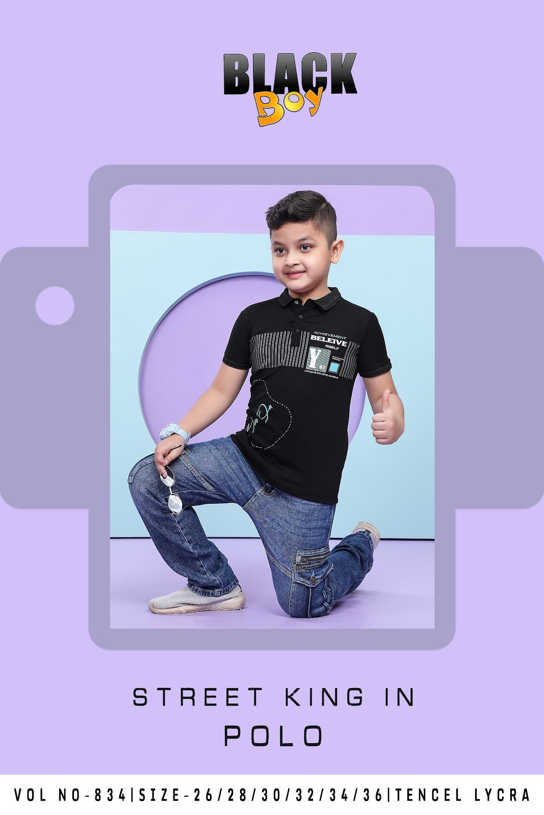 Vol 834 Black Tencil Lycra Boys Tshirt Wholesale