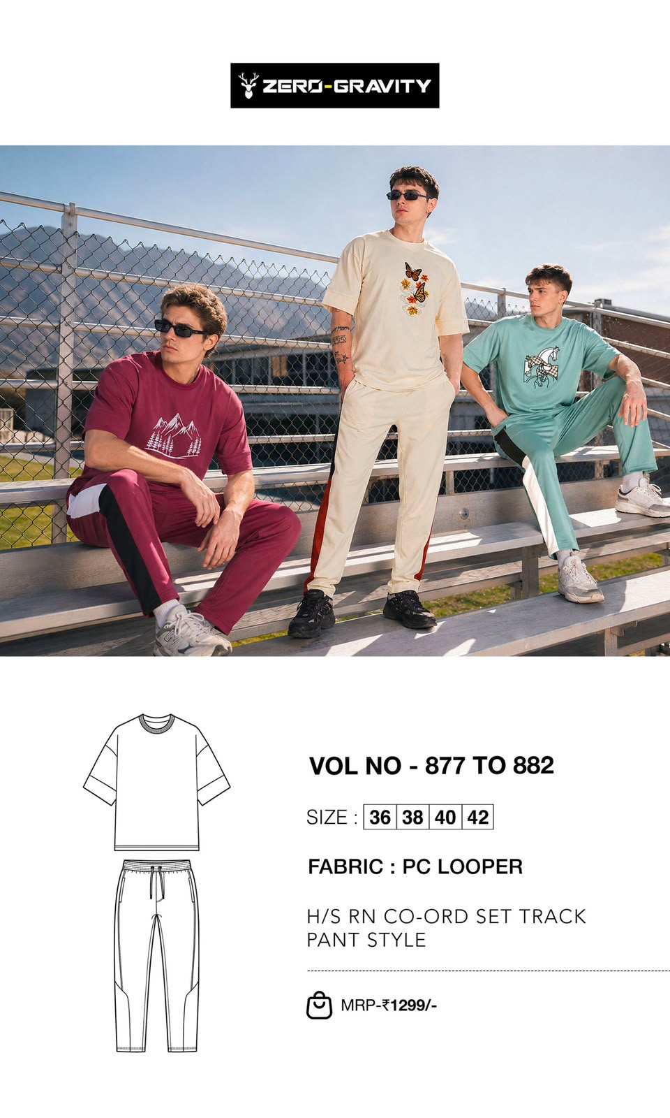 Vol 877 To 882 Zero Gravity Looper Knit Mens Co Ord Set Wholesale Price