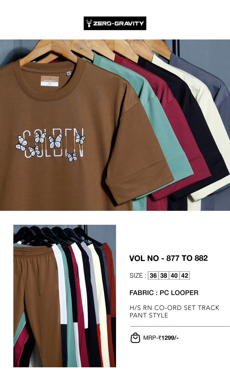 Vol 877 To 882 Zero Gravity Looper Knit Mens Co Ord Set Wholesale Price