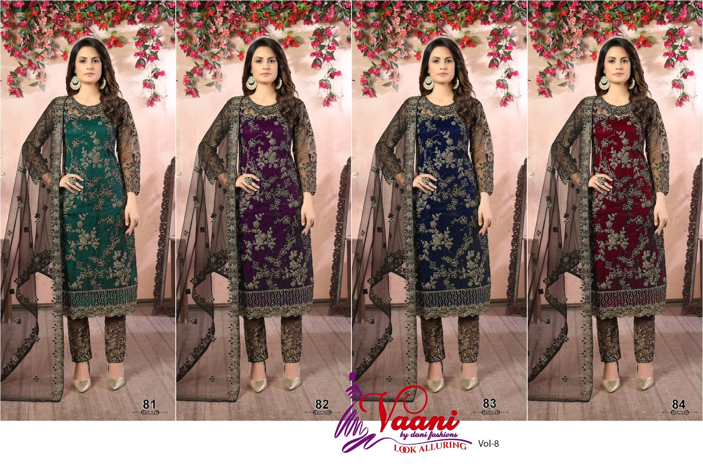 Vol 8 Vaani Net Pant Style Suits Manufacturer Gujarat
