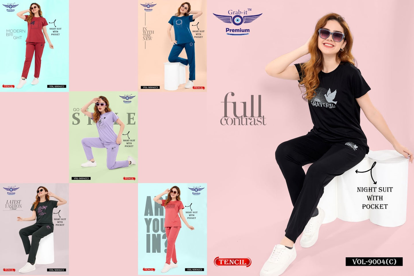 Vol 9004 C Grab It Tencil Pyjama Night Suits Manufacturer India