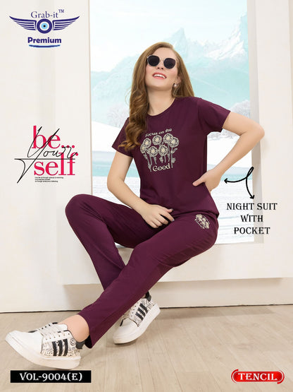 Vol 9004 E Grab It Tencil Pyjama Night Suits Wholesale Rate